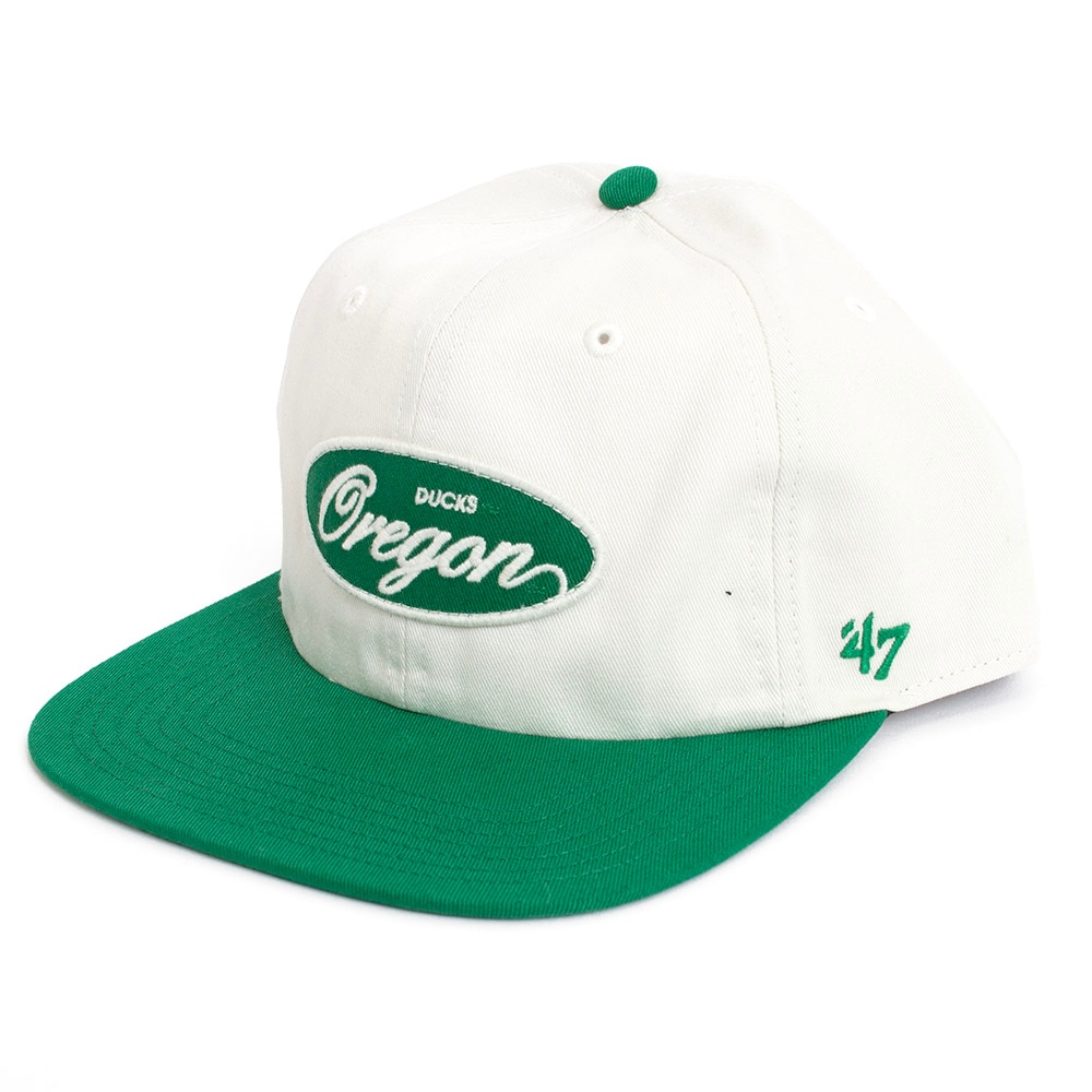 Interlocking UO, White, Flatbill, Cotton, Accessories, Unisex, Brand 47, Foundational, Captain, Adjustable, Hat, 925217